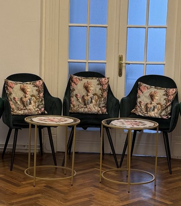 Scaun tapitat cu catifea, 63x60x85 cm, verde