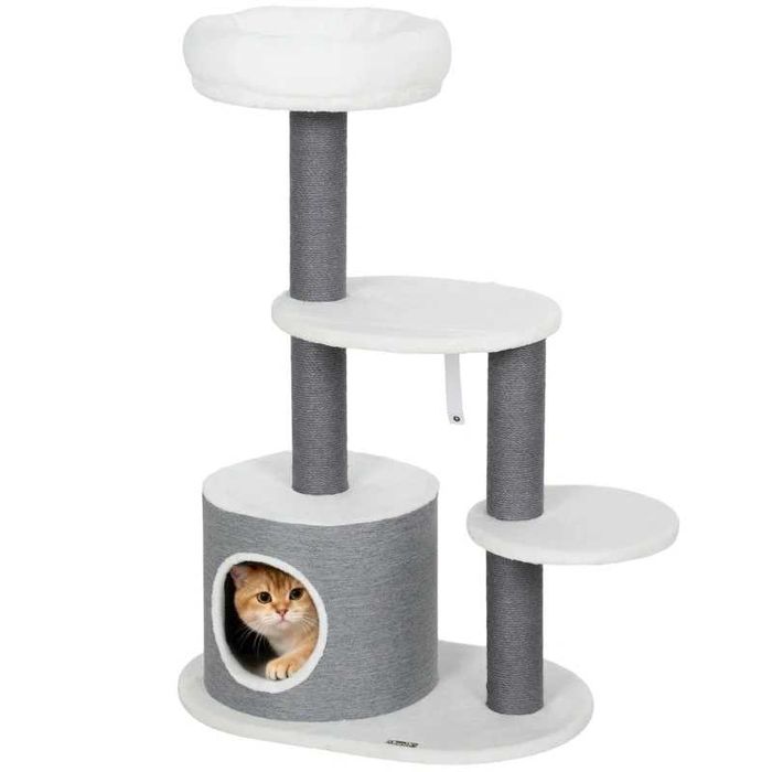 Дърво за котки PawHut с 1 котешка пещера, 1 котешко легло, 2 платформи