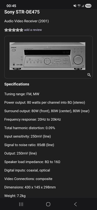 Radio Sony  STR-DE475 amplificator
