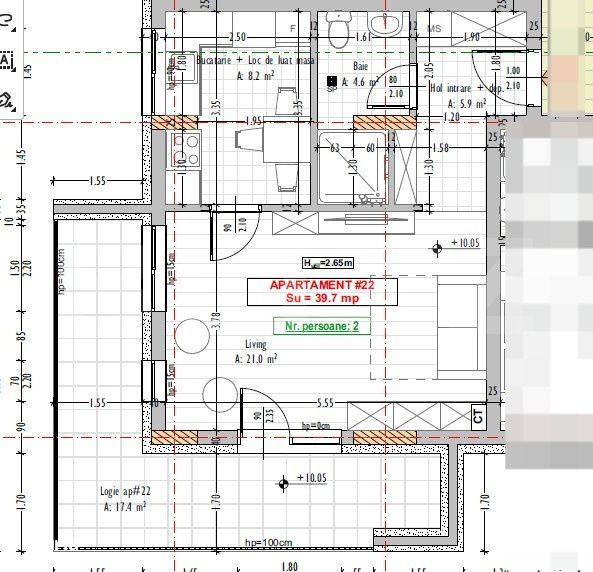 Apartament 1 camera, semifinisat, terasa, Stejarului, Floresti — fotografia 1