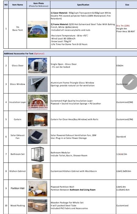Dom Geodezic Nou, diametru 7 m
