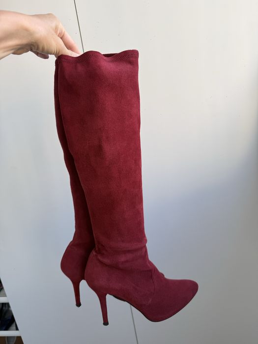 Замшевые ботфорты Stuart Weitzman / сапоги-чулки