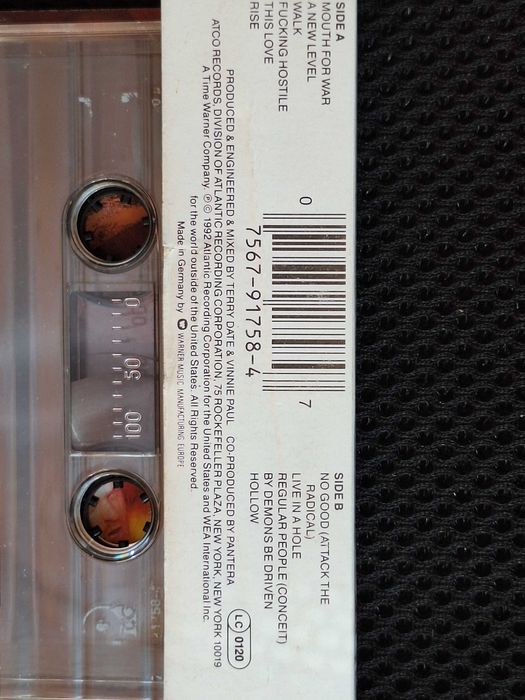 Аудио касета Pantera "Vulgar Display Of Power“ studio album audio cassette, Оригинално издание