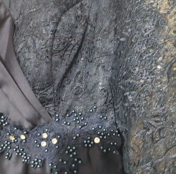 Rochie ocazii satin cu pietre  paiete si margele