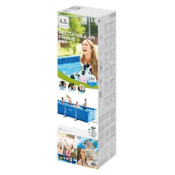 Правоъгълен басейн с метална рамка INTEX 28274 (450x220x83 см) + Помпа