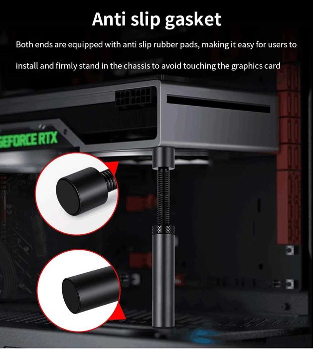 Стойка за видео карта, черна, от 27мм до 120mm
