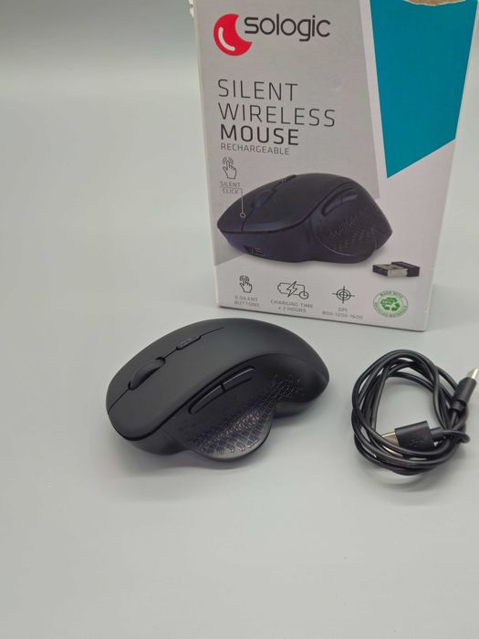 Топ цена!Безшумна безжична мишка Sologic, презареждаема, 6 бутона!