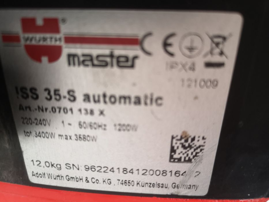 Прахосмукачка Flex/ Wurth 3600W с Контакт Тупалка Сухо Строителство