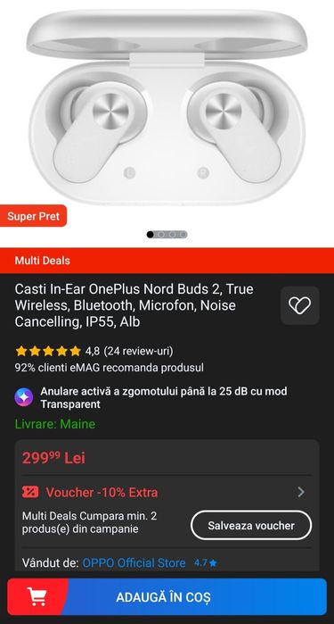 Căști OnePlus Nord Buds 2 (noi, sigilate)