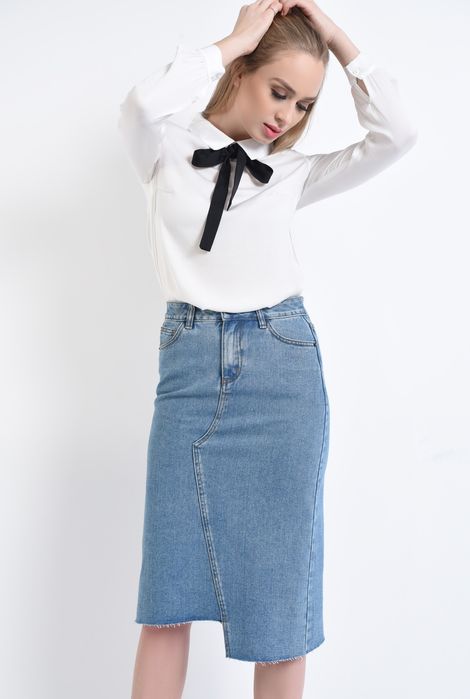 Fusta asimetrica din denim  Poema