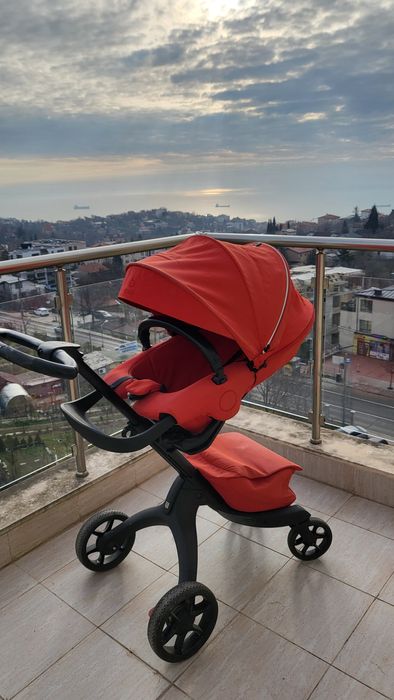 STOKKE XPLORY X +бебешки кош(цвятRuby Red)+чувалче STOKKE