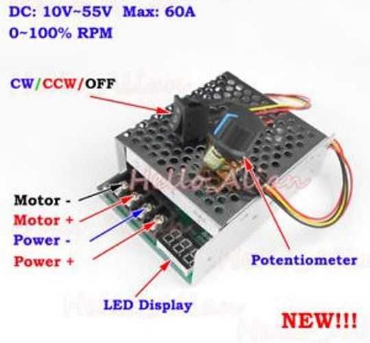 PWM 60A variator turatie DC10-55 schimba sens, are ventilator! Nou!