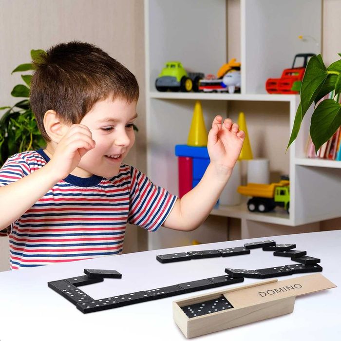 Joc Domino in cutie eleganta din lemn 28 piese 15 x 5 x 3 cm