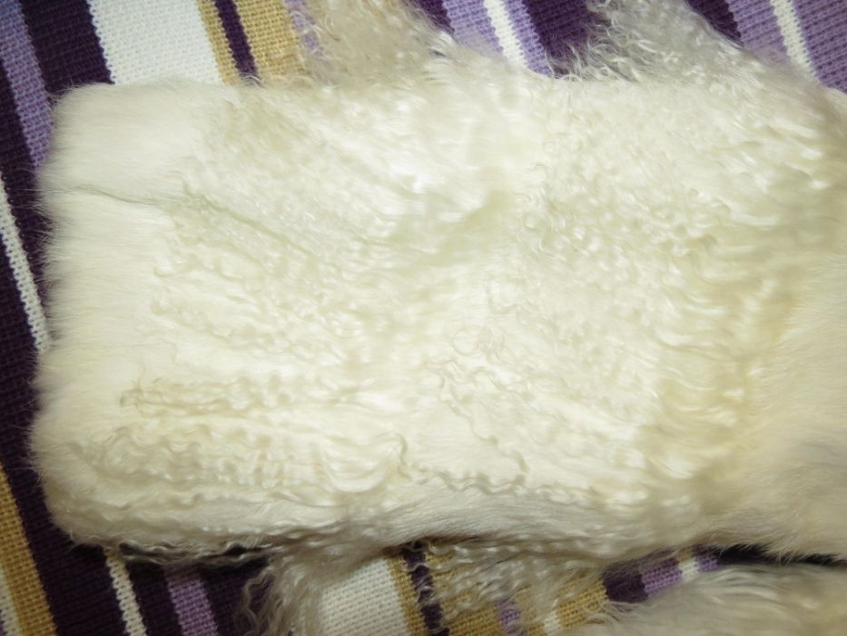 шуба белая кролик+коза M-ка