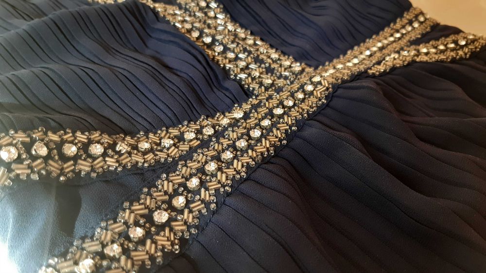 Дълга официална тъмно синя рокля, размер М