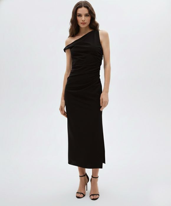 MANGO миди черна елегантна рокля