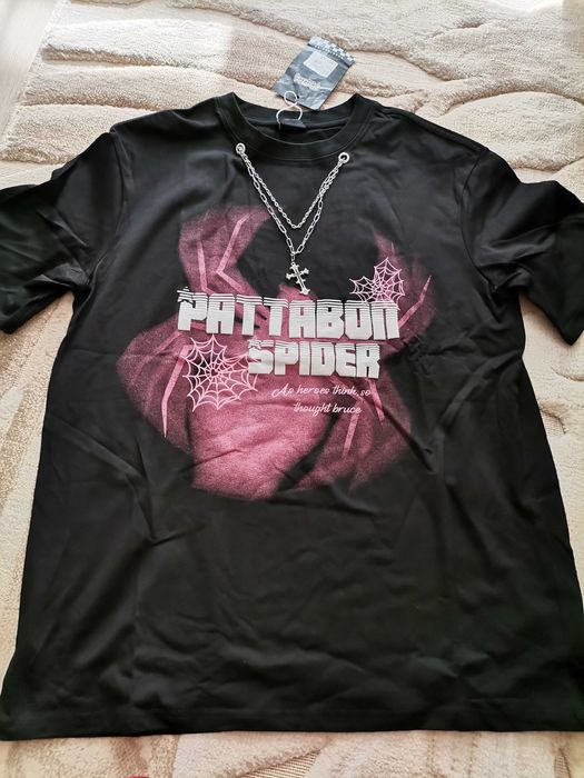 Spidier Тениски Бяла и Черна с Верижка Кръст