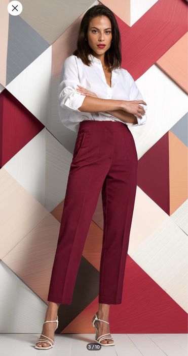 Дамски панталон пура в цвят бордо