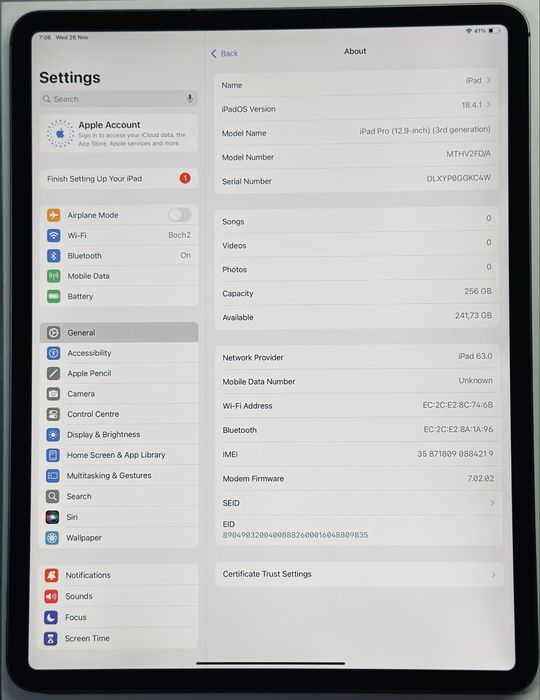 iPad Pro 12,9 3th Gen 256GB Cellular+WiFi