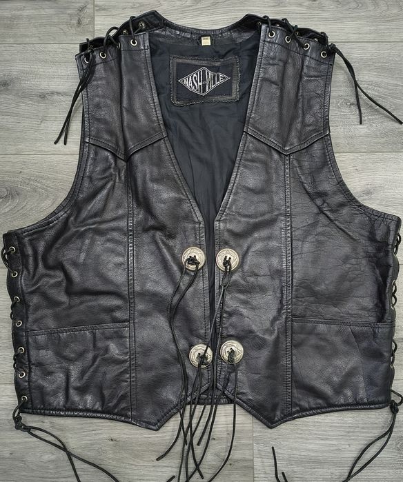 Vestă moto din piele naturală, Nashville, XXXL