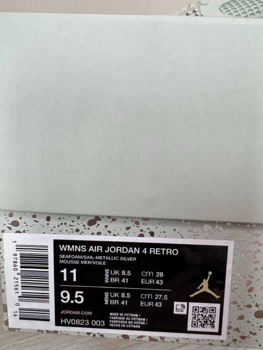 Nike Air Jordan 4 Retro Abundance Seafoam Sail Metallic