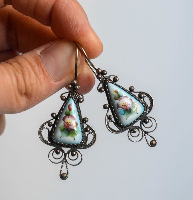 Стари Съветски порцеланови обеци от мелхиор