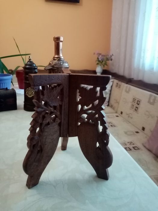 Дърворезба много стара дъб, поставка сгъваема, за блюда, плата, вази и