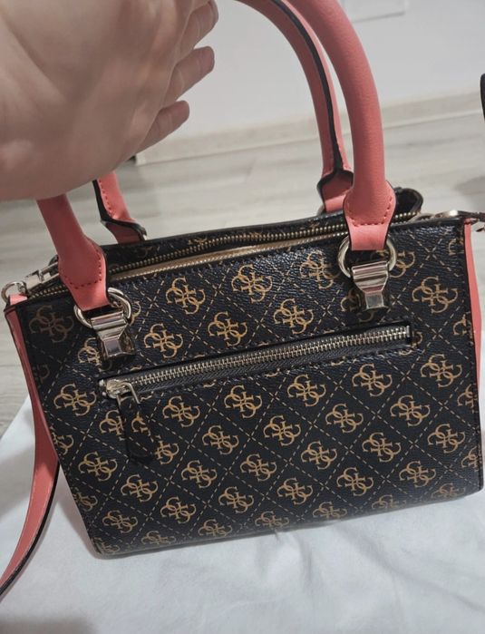 Guess, Geanta de piele ecologica, cu bareta de mana Camy