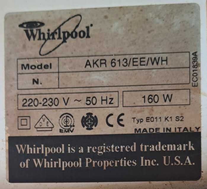 Hotă tradițională Whirlpool AKR 613, 60 cm, stare bună + filtru cărbune inclus