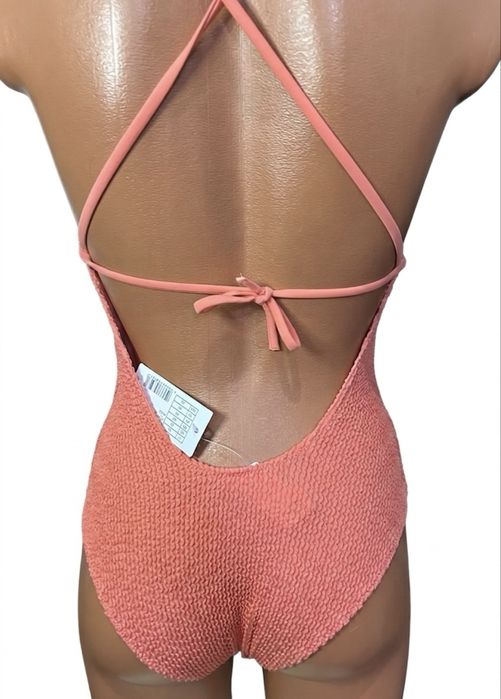 Costum de Baie Întreg Calzedonia Portocaliu – Textură Seersucker – Nou XS