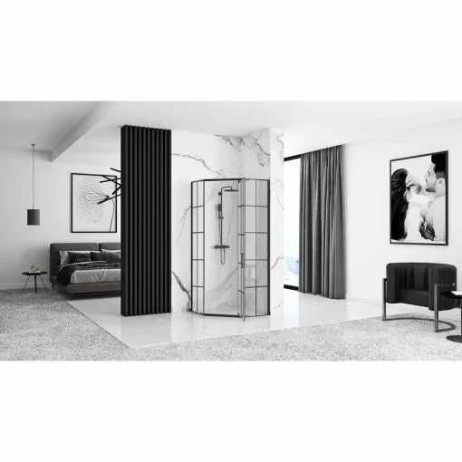 Cabina Dus REA HEX BLACK 80x80, Sticla Securizata 6mm, Inaltime 195Cm