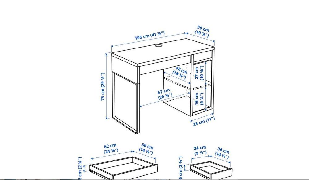 Бюро IKEA MICKE като ново, бяло