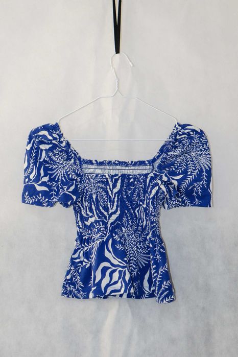 Детски комплект блуза и панталонки в синьо и бяло, размер 152/158