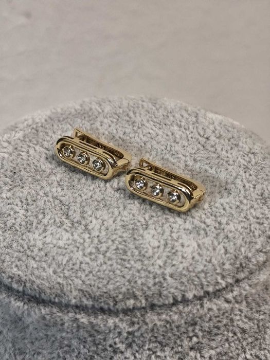 Cercei aur 14K cu trei pietre – eleganță delicată, 2,47 g