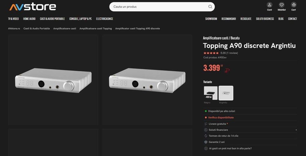 Amplificator casti Topping A90D (Discrete)
