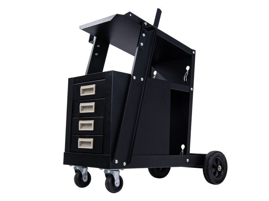 Carucior pentru aparat de sudura cu maner si 4 sertare