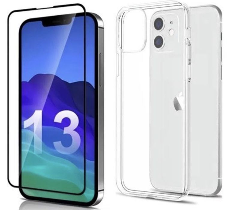 Husa Silicon Back Safety+Folie Sticla 22D Iphone 13/14/15 MINI PRO MAX