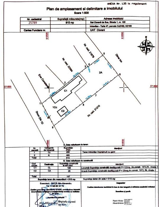 PROPRIETAR vând casa în Ciorani de Sus, jud Prahova, curte de 915 mp.