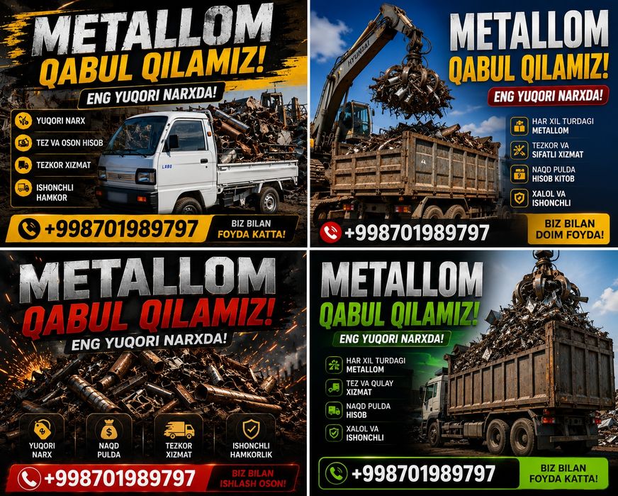 Metallom qabul qilamiz qayta ishlagani.