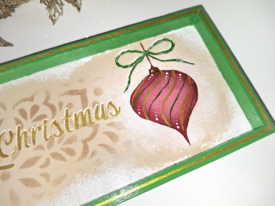 Ръчно рисуван коледен поднос