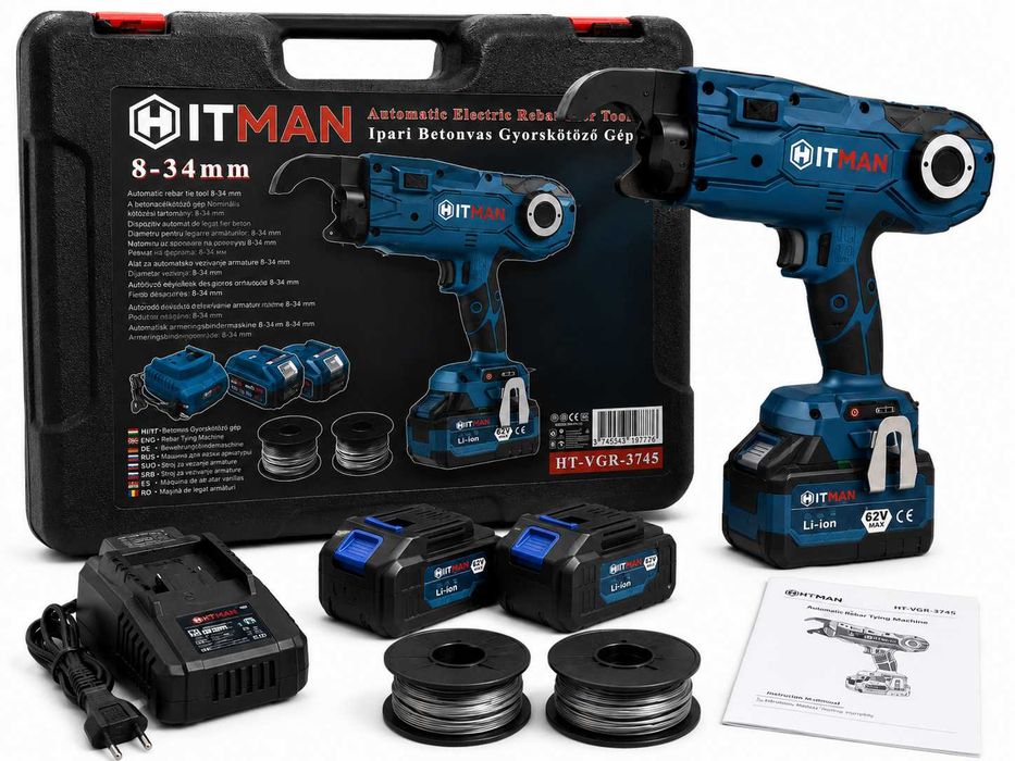 Masina legat fier beton Hitman 8-34 mm cu acumulator