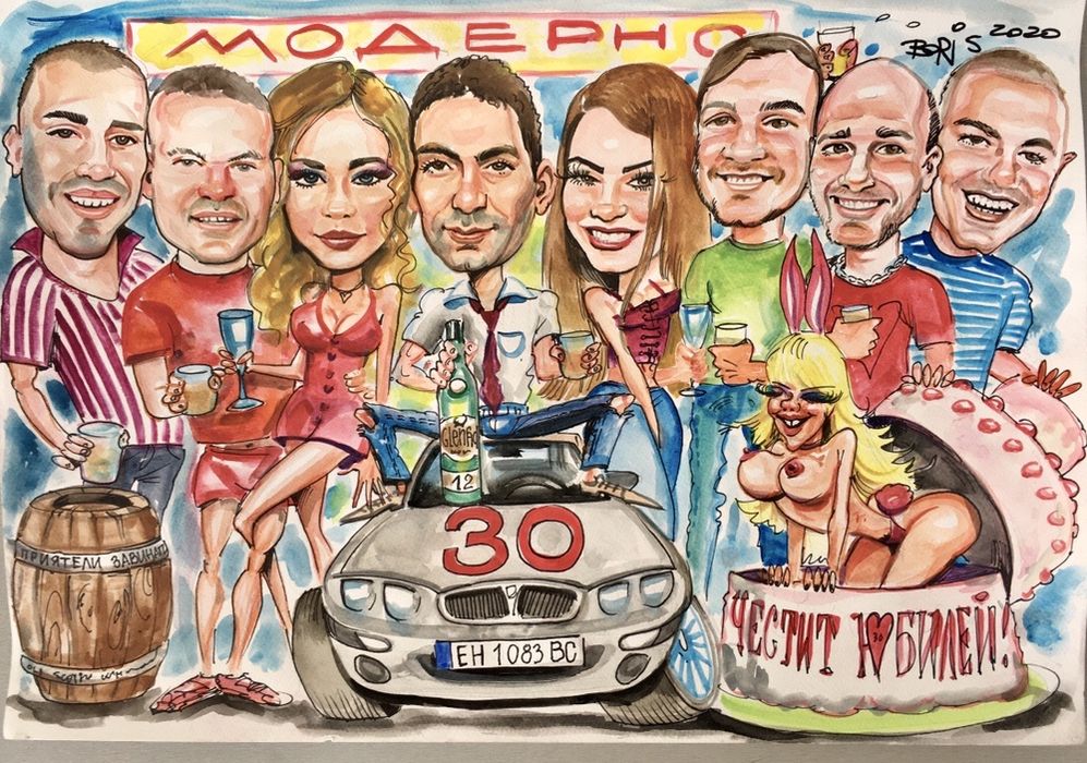 карикатурист професионалист рисува по снимки и натура