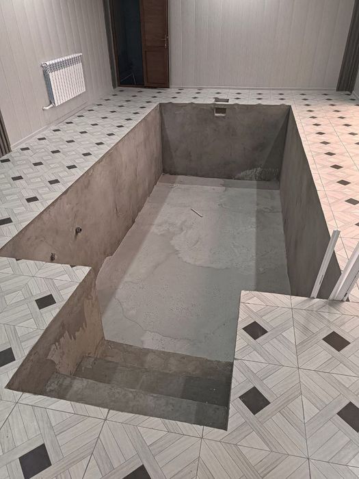 Бассейн натяжнка стен ПВХ пленкой.