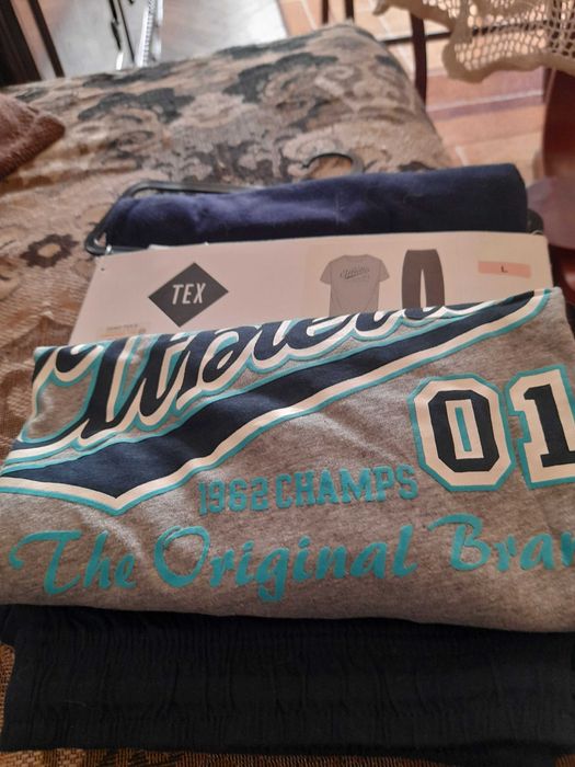 1 Pijama TEX vara pt barbat NOUA mas L si 1 pijama iarna Noua L bleumarin