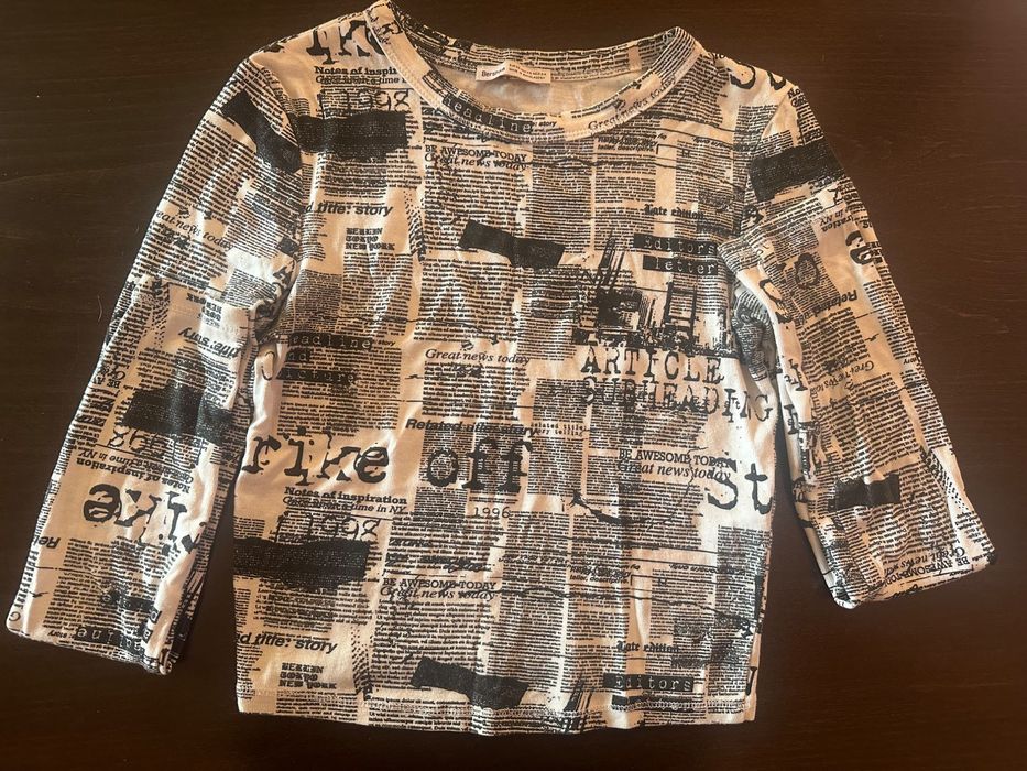 Дамска черно бяла блуза  Bershka с дълъг ръкав