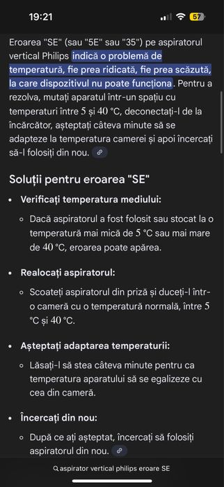 Aspirator vertical PHILIPS SpeedPro Max 25.2V defect, 75 min,perie led