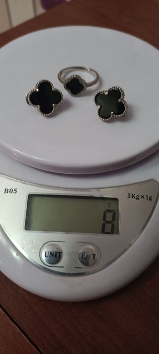 Набор из серебра с черными агатами