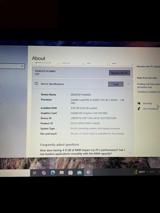 Laptop Lenovo 9.5/10 I Windows 10 Pro I Intel I5 I 460GB 4GB RAM I