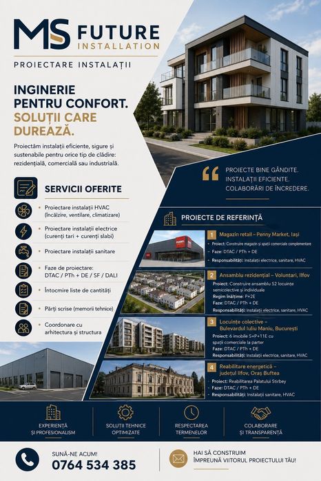 Servicii de Proiectare Instalatii - Electrice, Sanitare, HVAC - Bucuresti