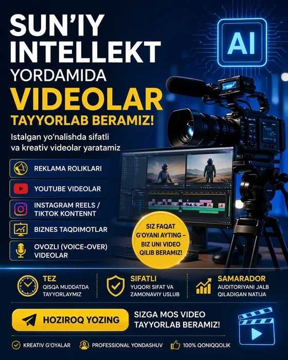 AI orqali rasm va video yaratamiz | Marketpleys va SMM uchun